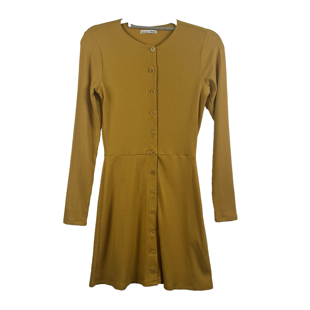 Reformation Mustard Button-Down Mini Dress